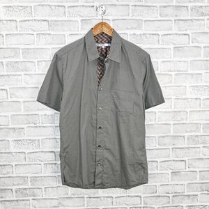 MR TURK Men's Short Sleeve Button up Shirt zig zag gray cotton size Medium
